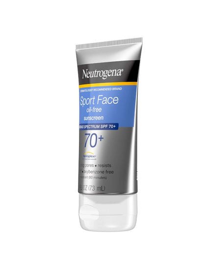 Neutrogena protector solar en loción sin aceite para rostro con SPF 70+ deportivo resistente al sudor y agua 73ml