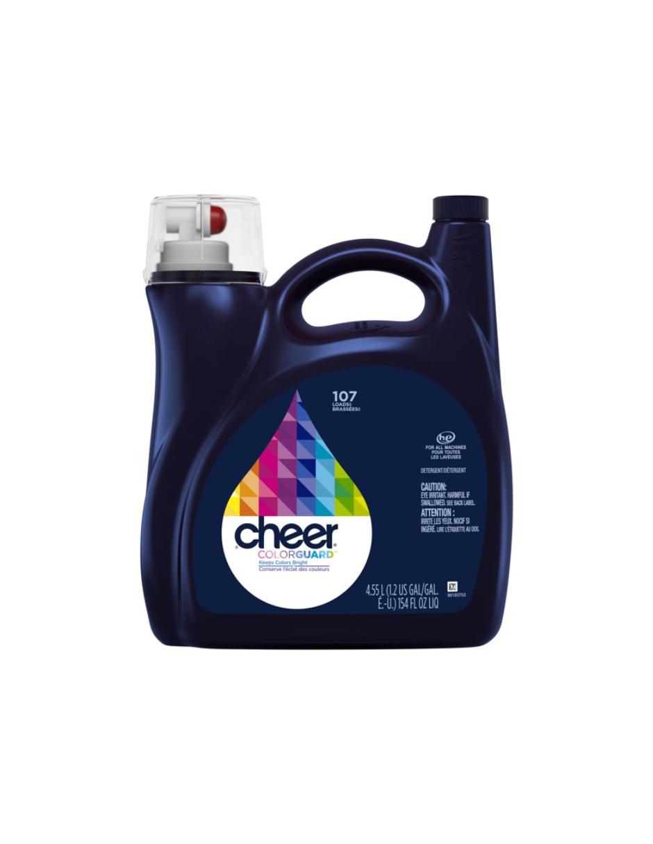 Detergente líquido Cheer compatible lavadoras HE 4.55L