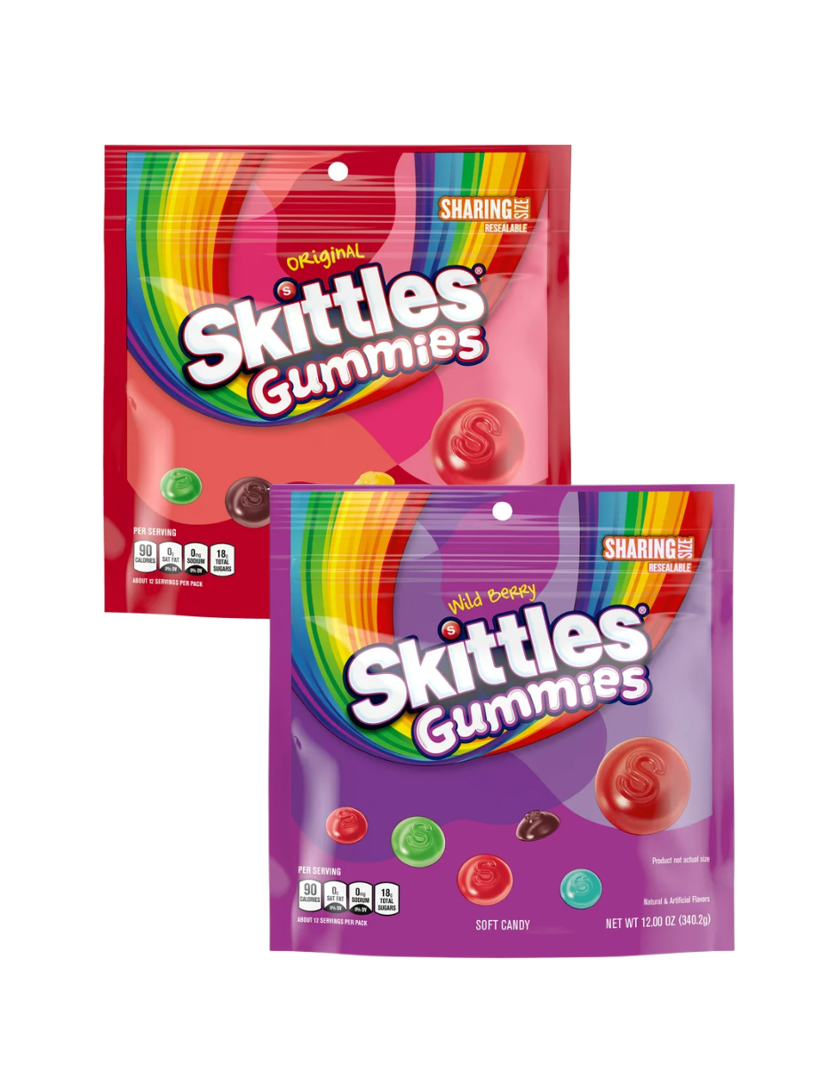 Skittles gummies sharing size