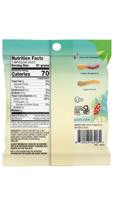 Lily's Sour gummy worms 51gr