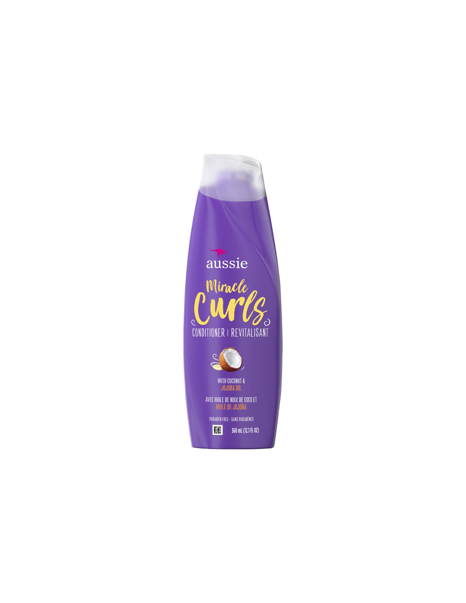 Aussie Miracle Curls con aceite de coco, acondicionador sin parabenos 360ml