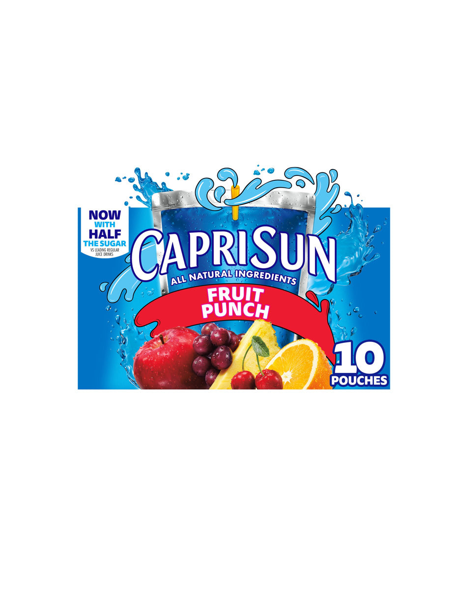 Capri Sun Fruit Punch jugos con sabor natural, caja de 10 pzas