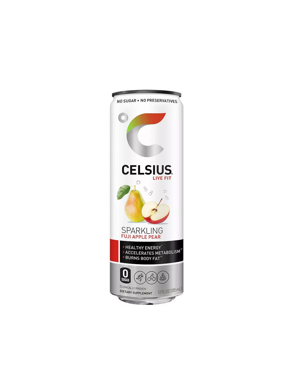 Celsius essential bebida energetica sparkling fuji apple pear 355ml