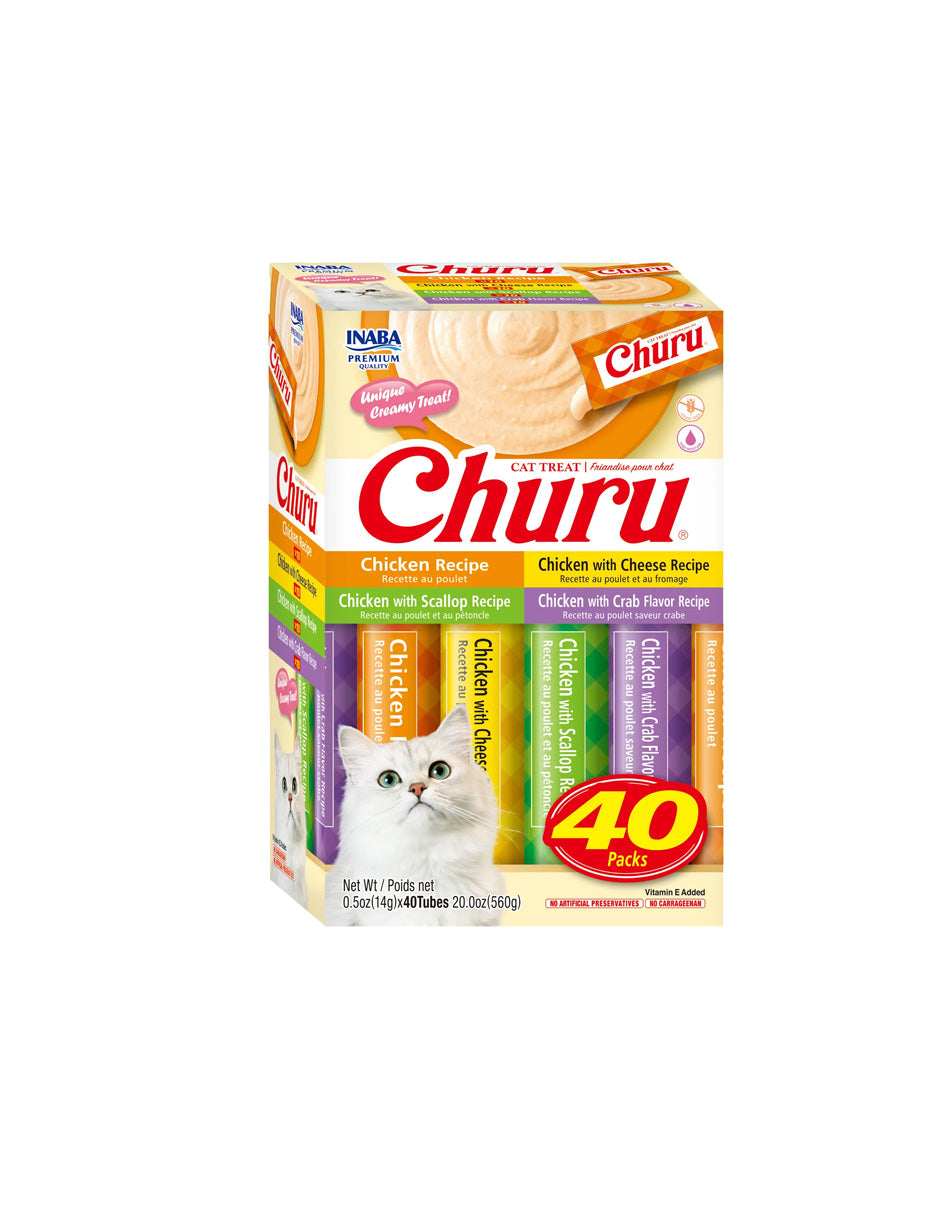 Inaba Churu golosinas húmedas para gatos, 40 tubos, variedad sabor pollo