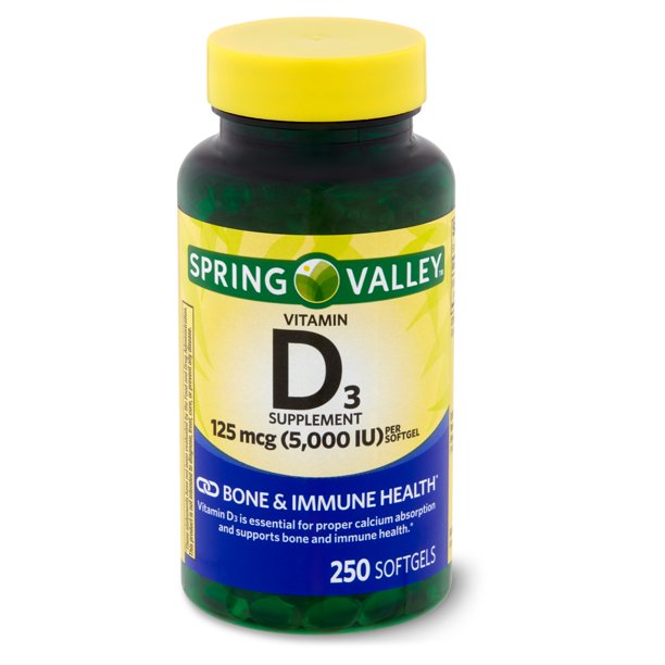 Spring Valley D3 Bone & Immune Health 250 softgels (5,000 IU)