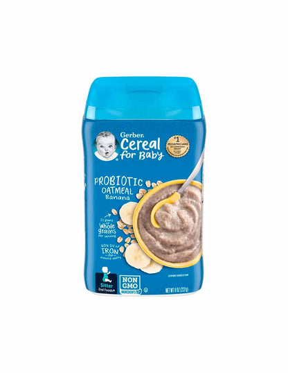 Gerber Cereal Probiótico Avena para bebé, sabor plátano 227gr