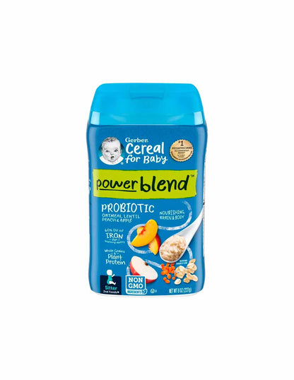 Gerber Cereal Probiótico, etapa 2 cereal avena, lentejas y melocotón 227gr