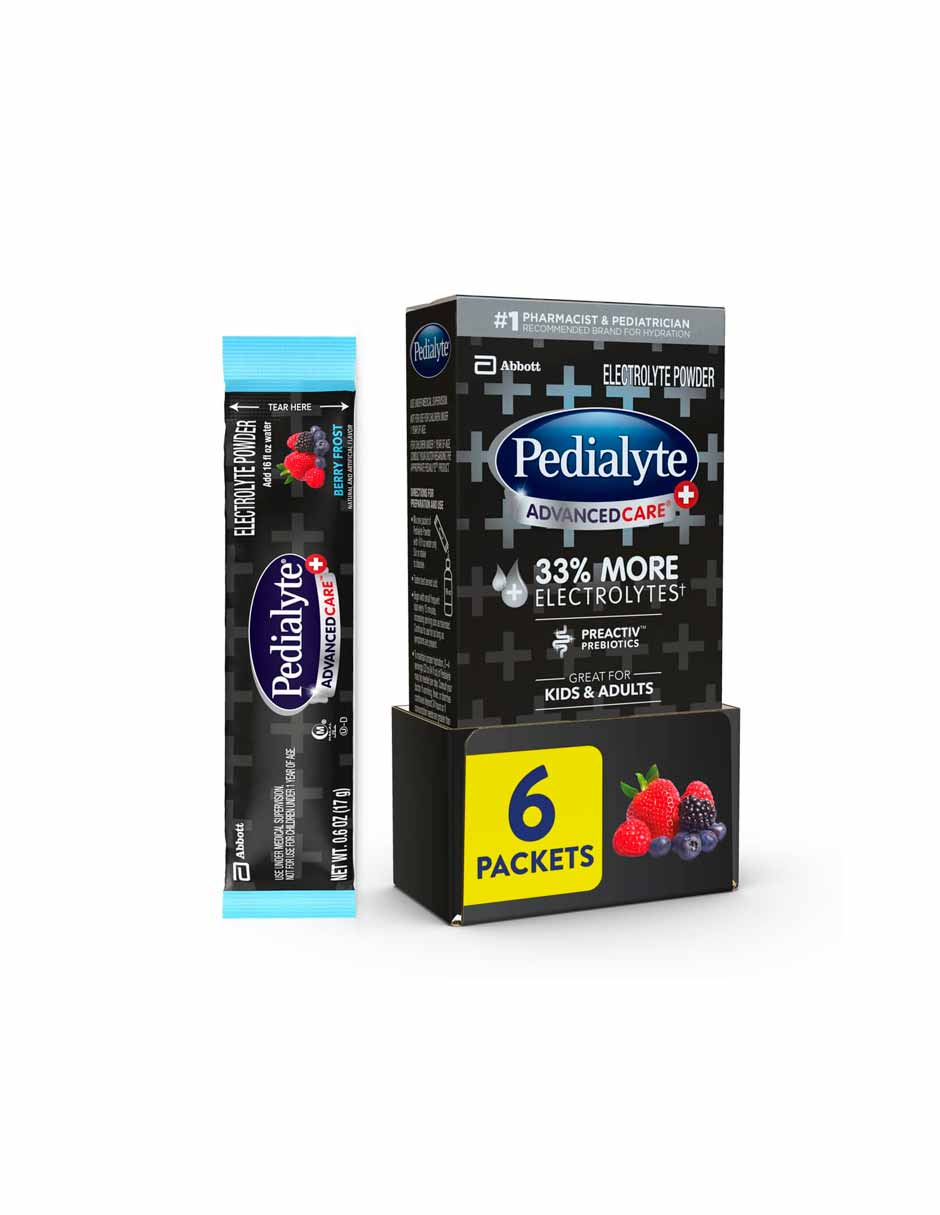 Pedialyte AdvancedCare Plus Polvo de electrolitos 6 unidades