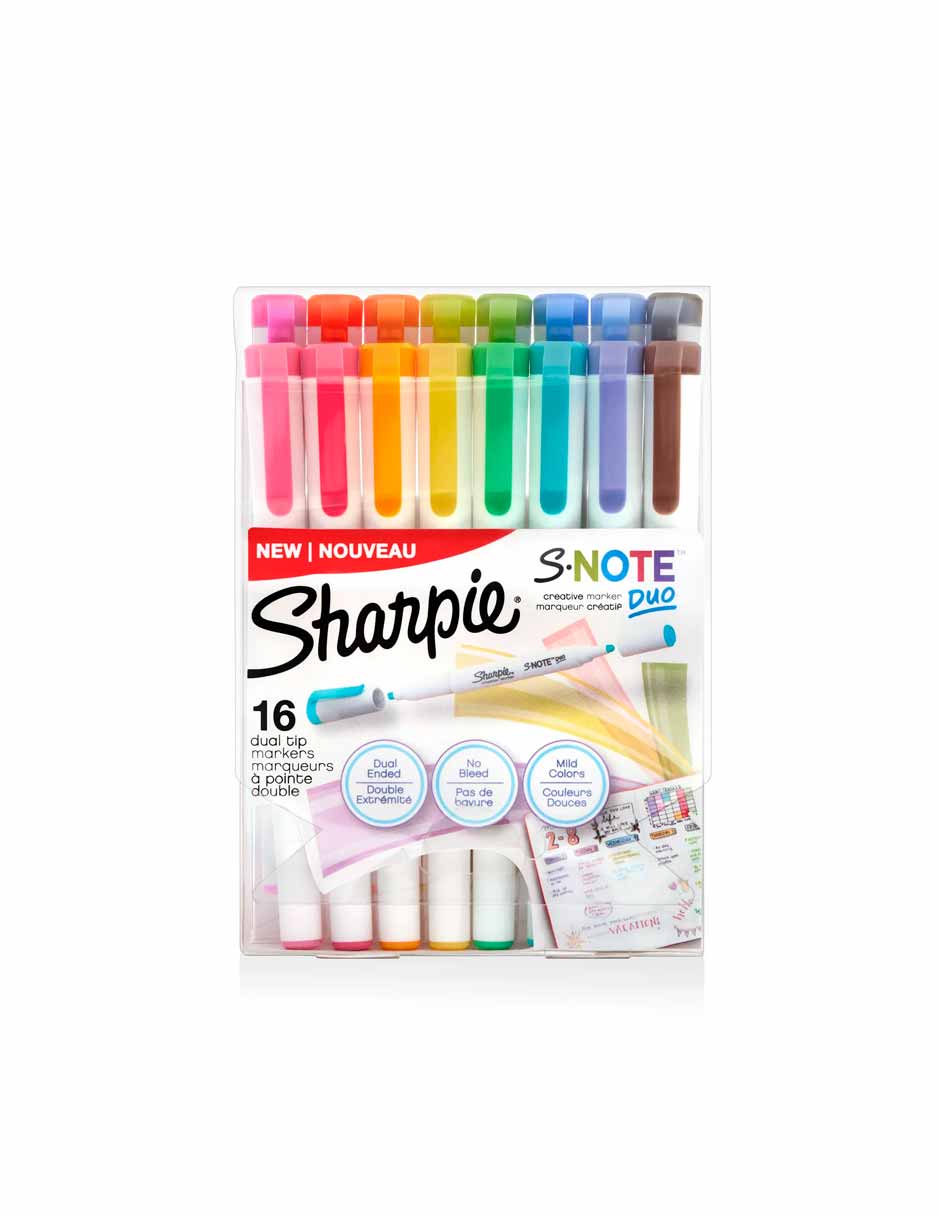 Sharpie S-Note marcadores dúo puntas finas y de cincel 16 unidades