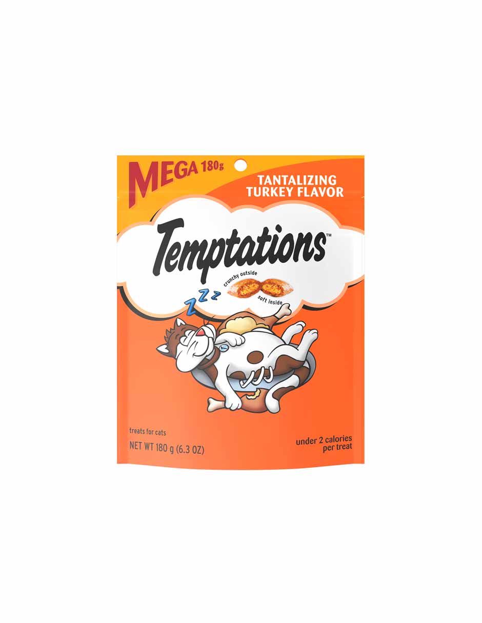 Temptations golosinas para gatos clásicas, crujientes y suaves, pavo 180gr