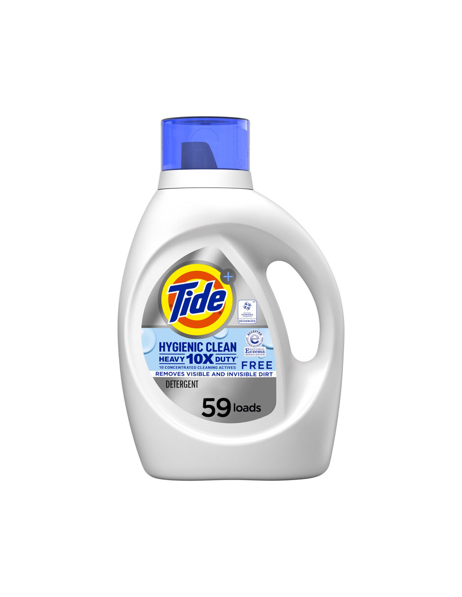 Tide Hygienic Clean Heavy Duty 10x Free, sin perfume, 59 cargas, 2.72L